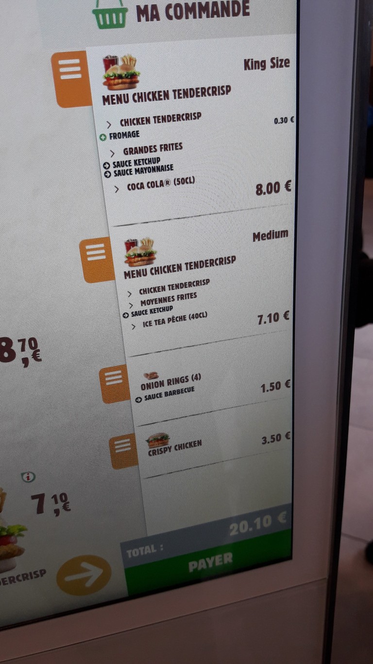 Burger King Paris menu 2