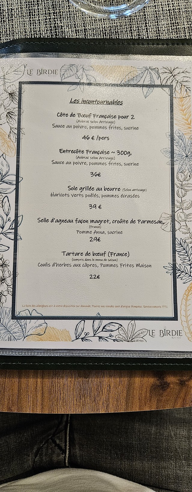 Le Birdie Restau Golf menu 2