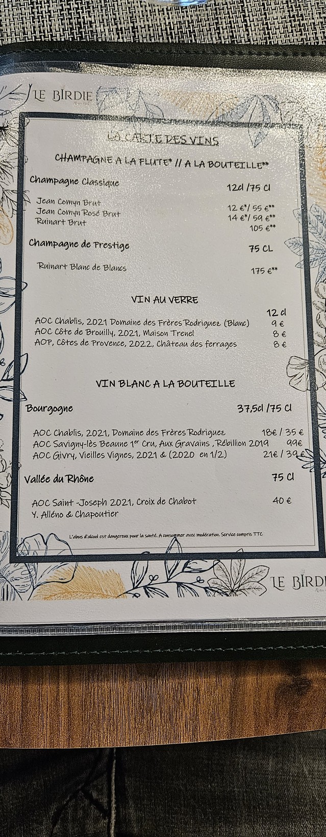 Le Birdie Restau Golf menu 3