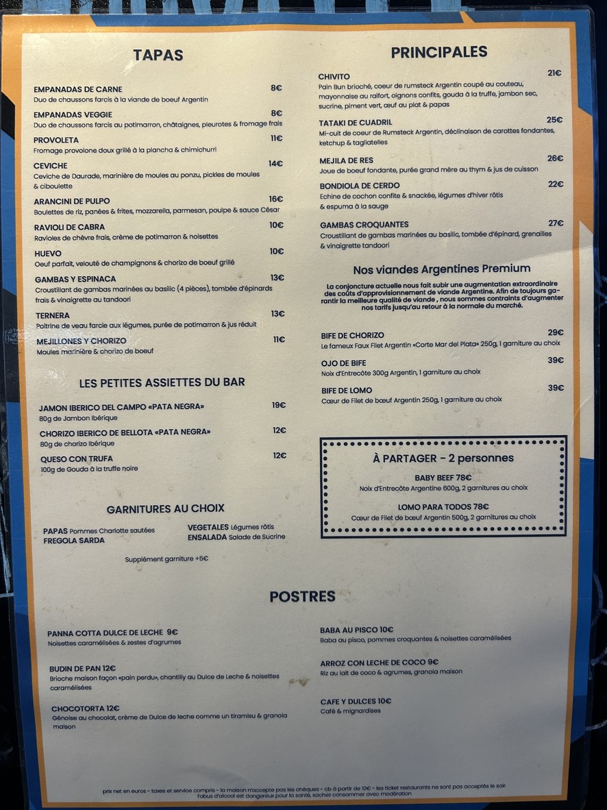 Bistro Caminito menu 1