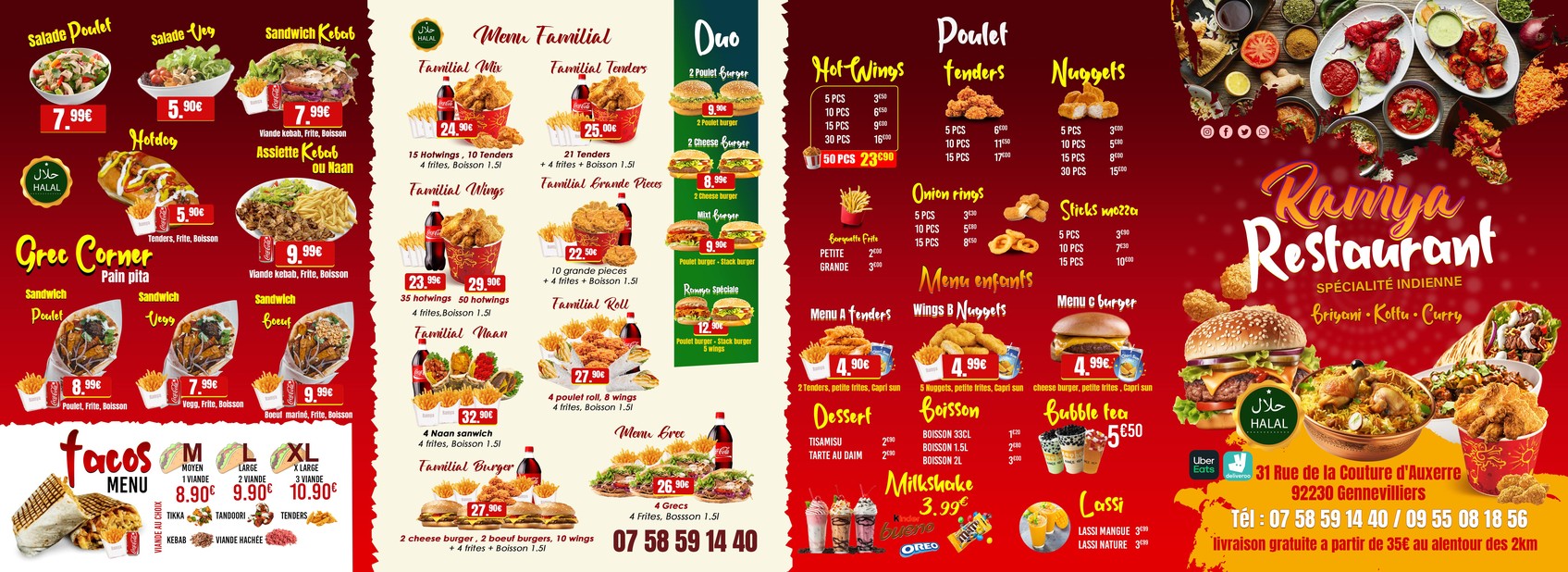 Ramya Indian menu 1