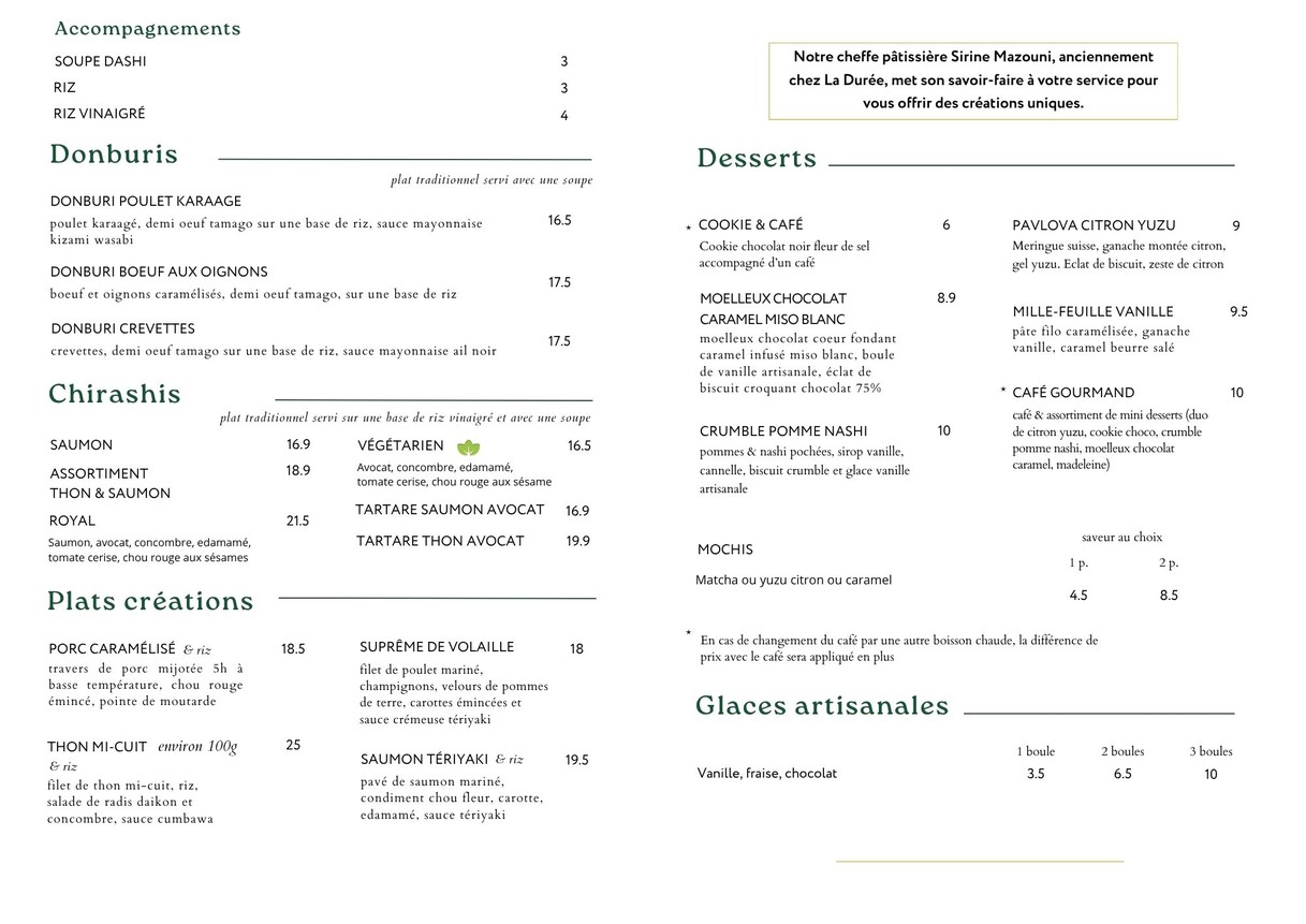 Restaurant Hanada menu 3
