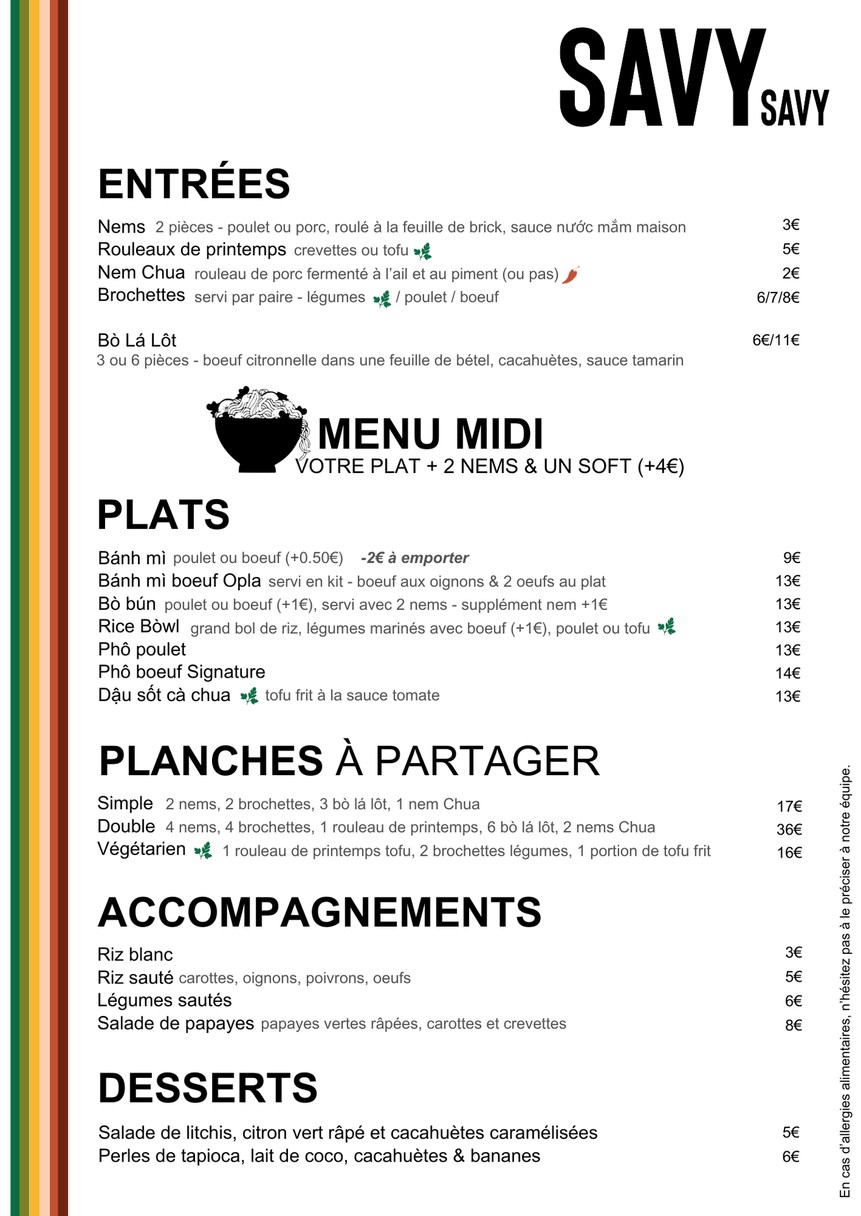 Savy Savy menu 1