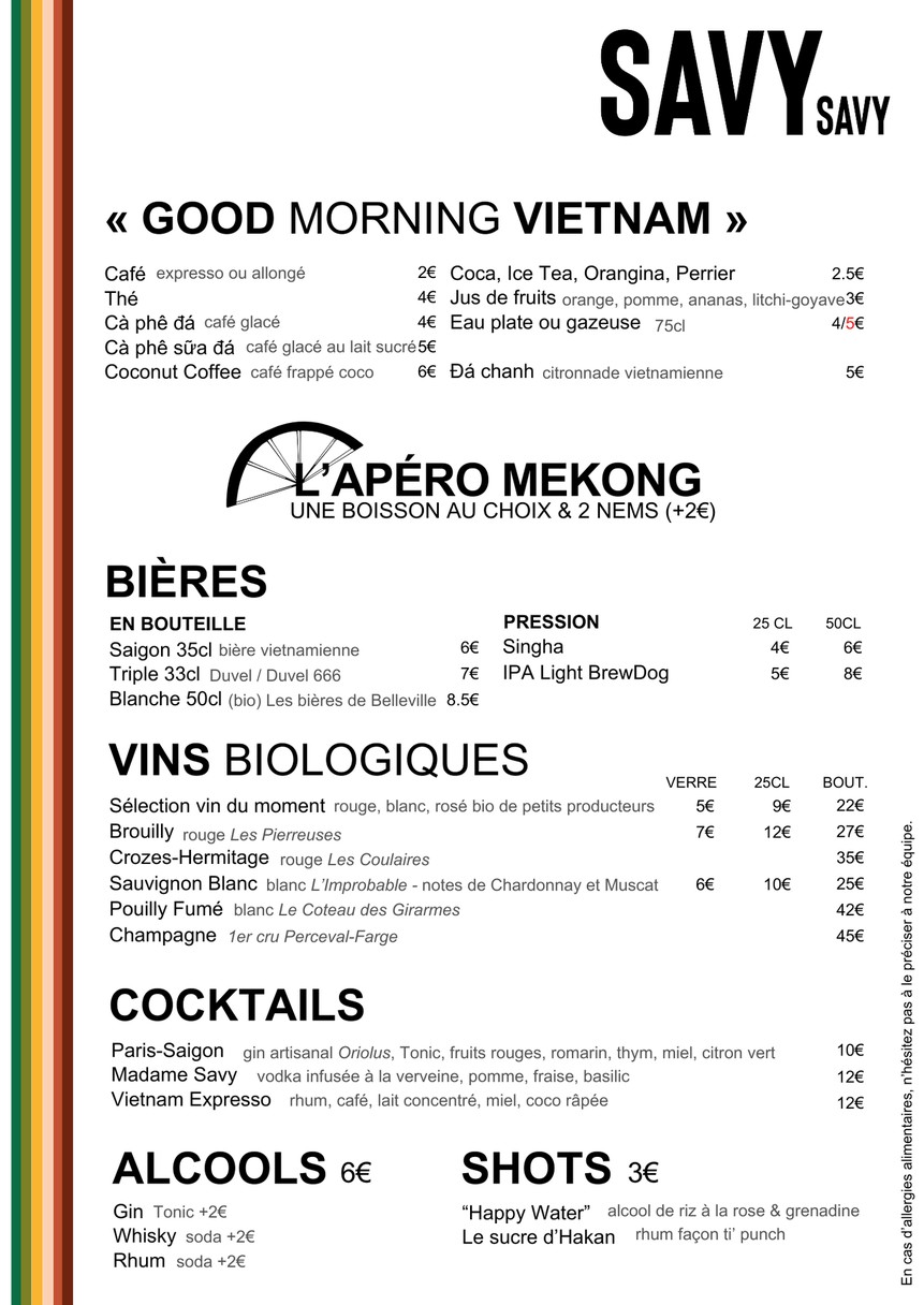 Savy Savy menu 2