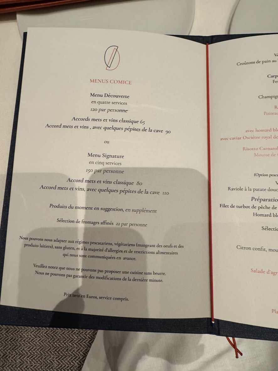 Comice menu 1