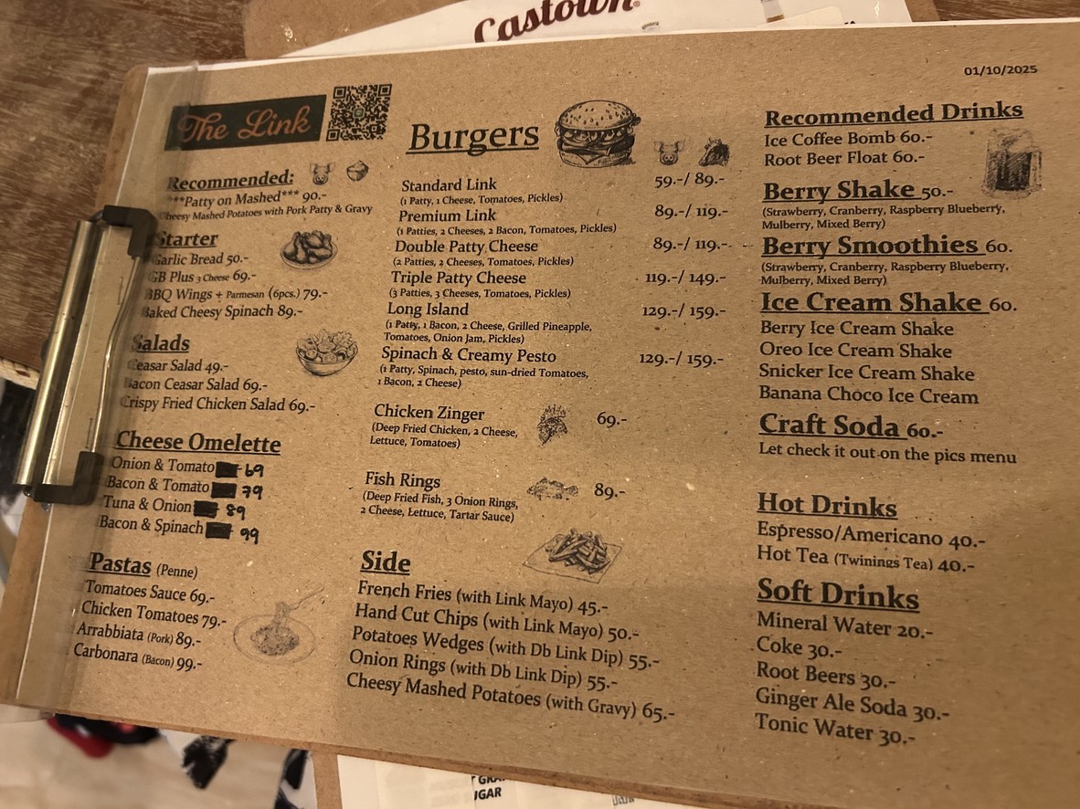 T-rex Burger menu 1