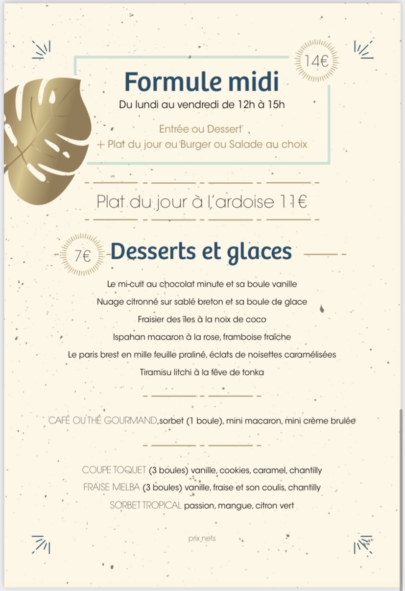 Le Toquet menu 3