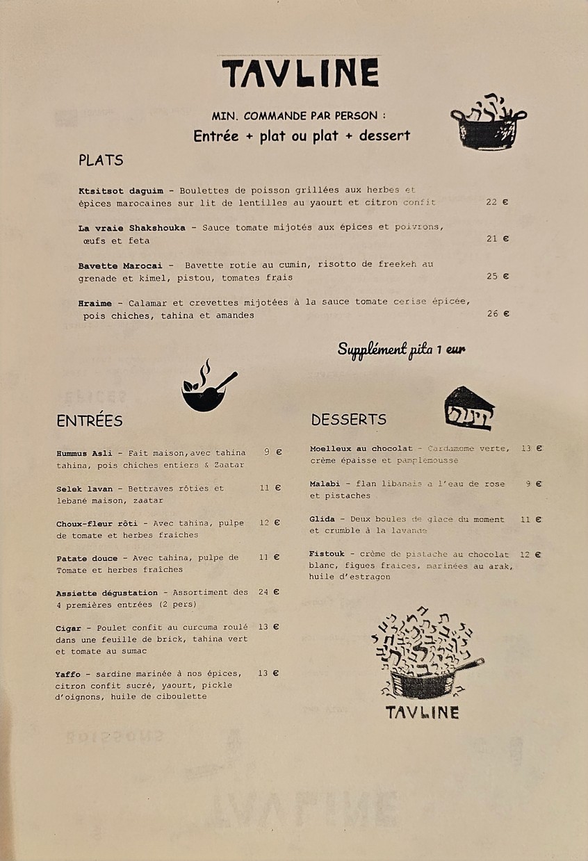 Tavline menu 1
