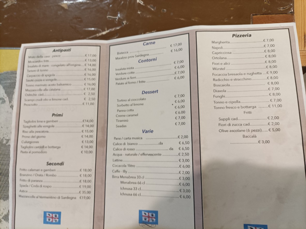 Camillo menu 1