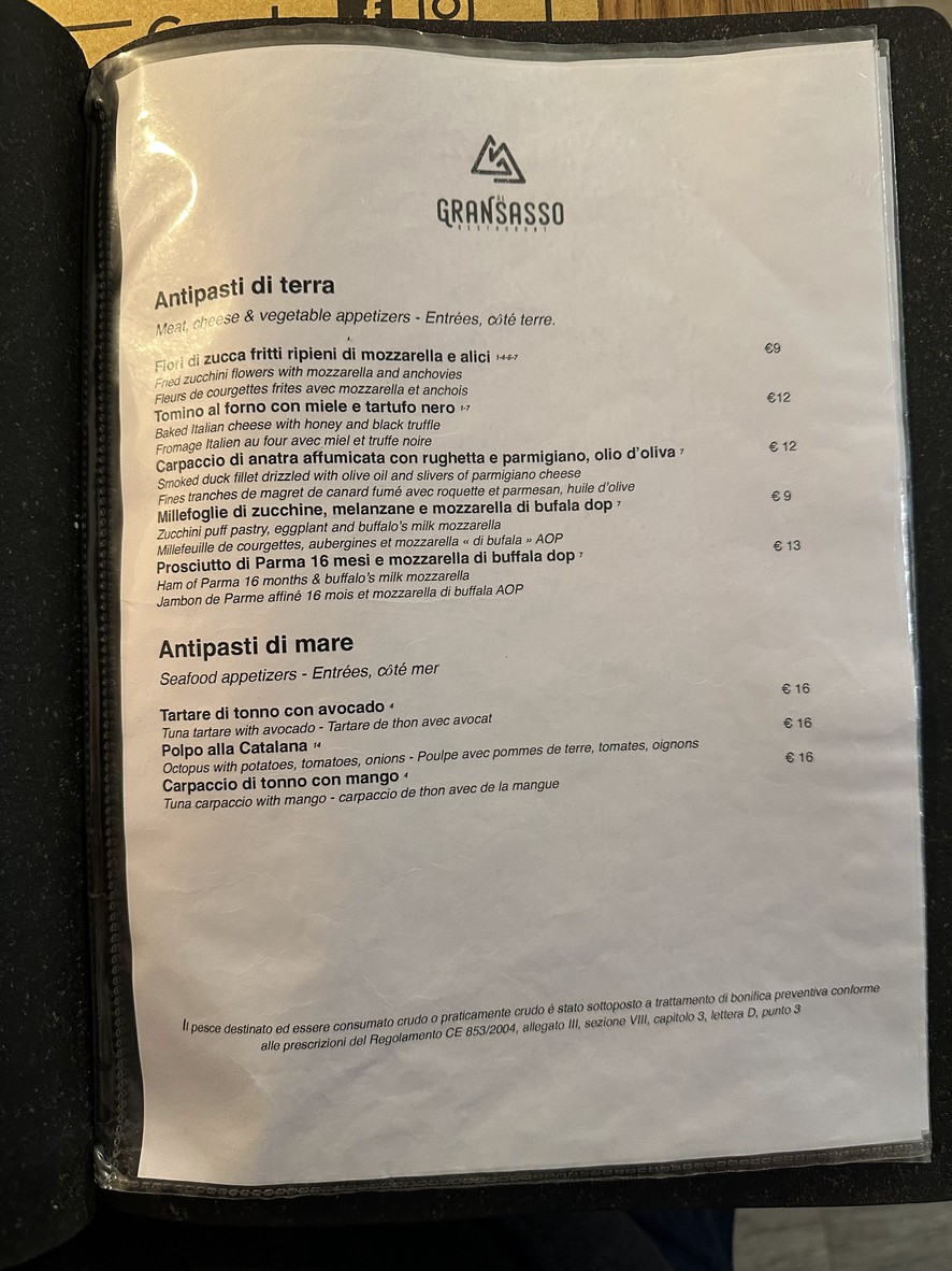 Trattoria Al Gran Sasso - dal 1965 menu 1