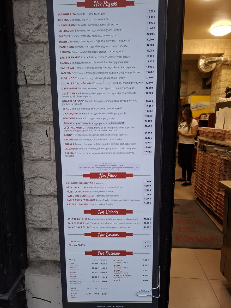 Pizza Venise. menu 1