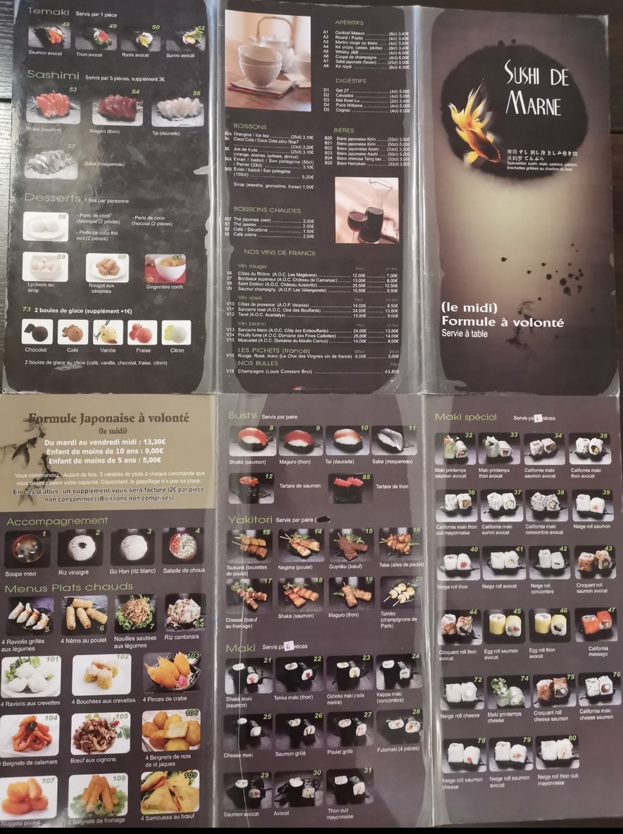 Sushi de Marne menu 2
