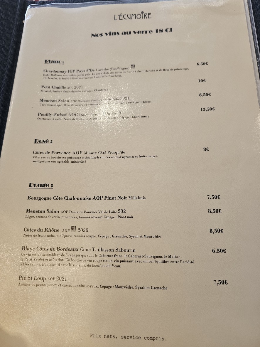 L’écumoire menu 2