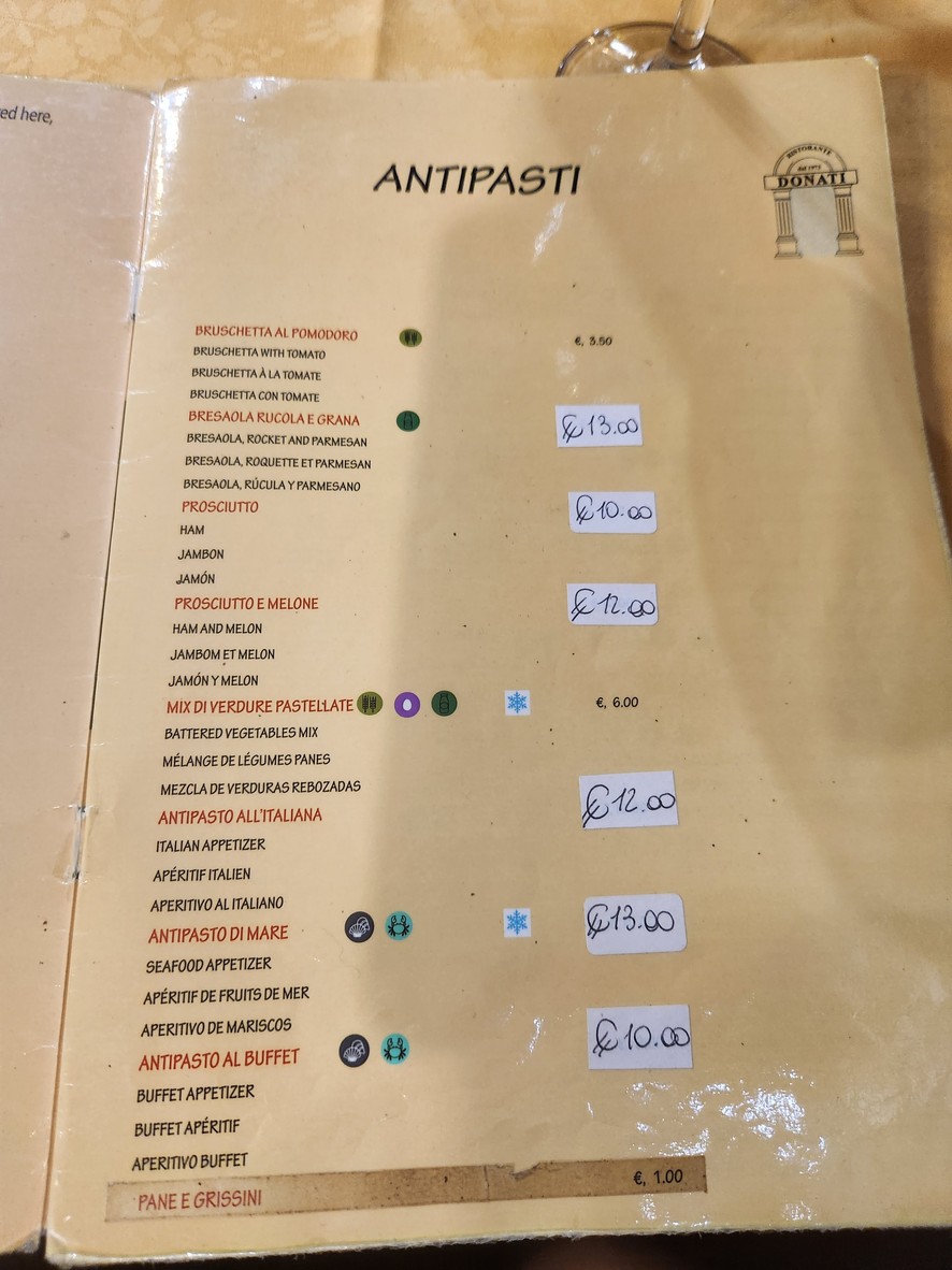 Ristorante Donati menu 1