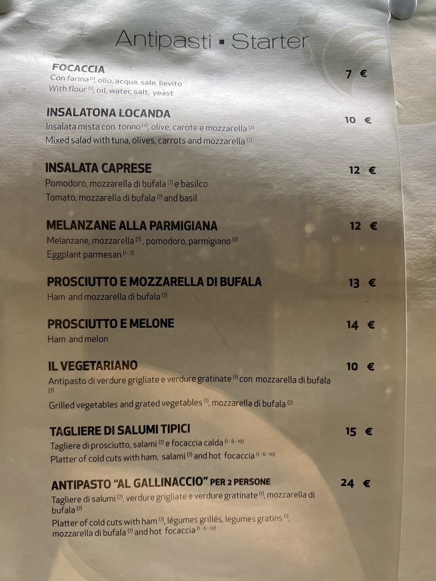 Al Gallinaccio menu 1