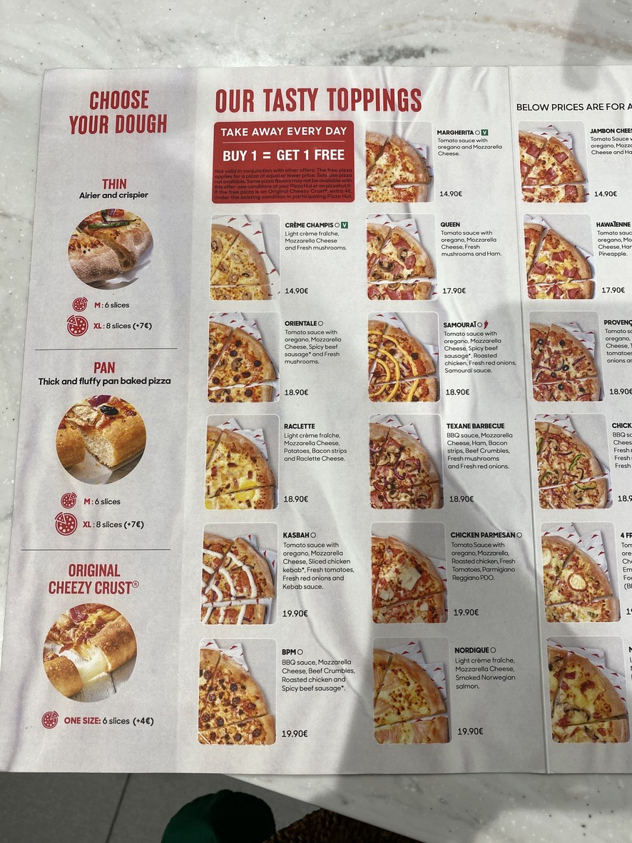 Pizza Hut menu 1