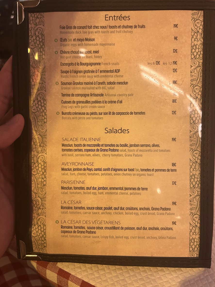 Au XV Du Rond Point (Champs-Élysées) menu 1