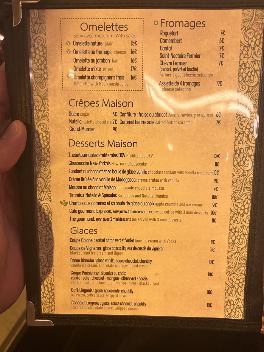 Au XV Du Rond Point (Champs-Élysées) menu 4