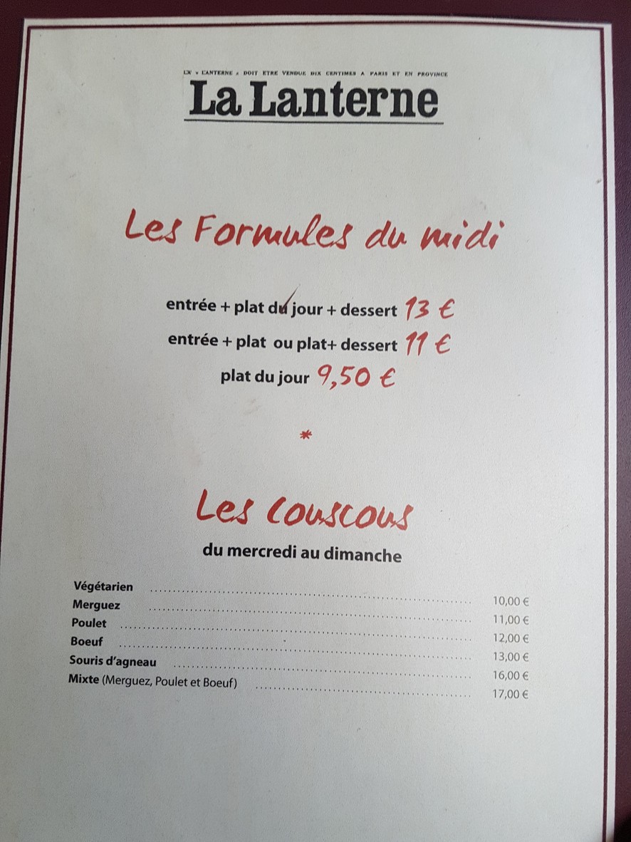 La Lanterne menu 1