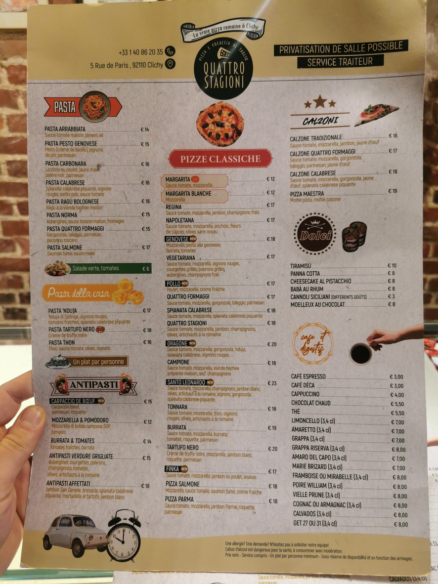 "Quattro Stagioni" le restaurant & le bar menu 2