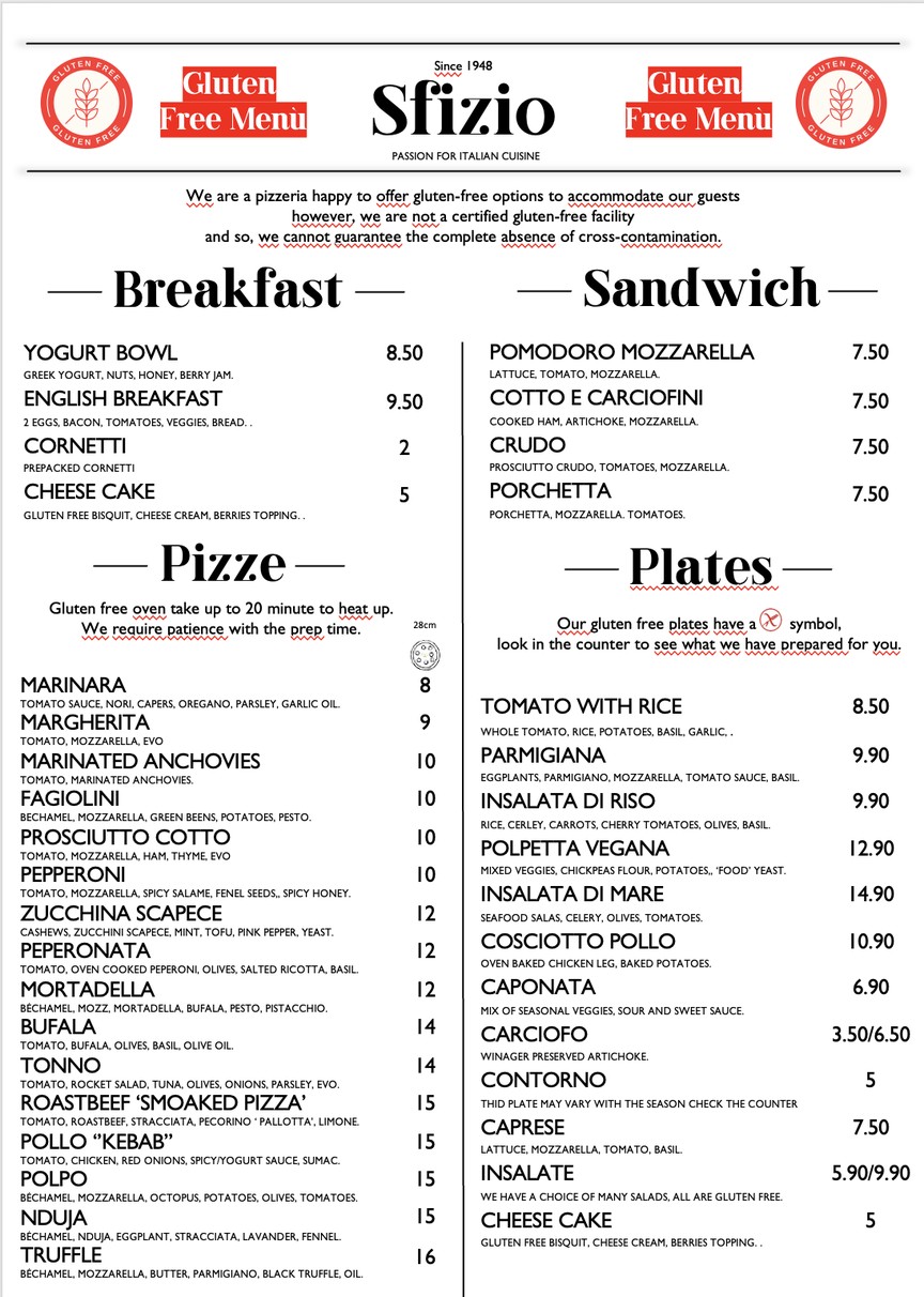 Sfizio Pizzeria menu 3
