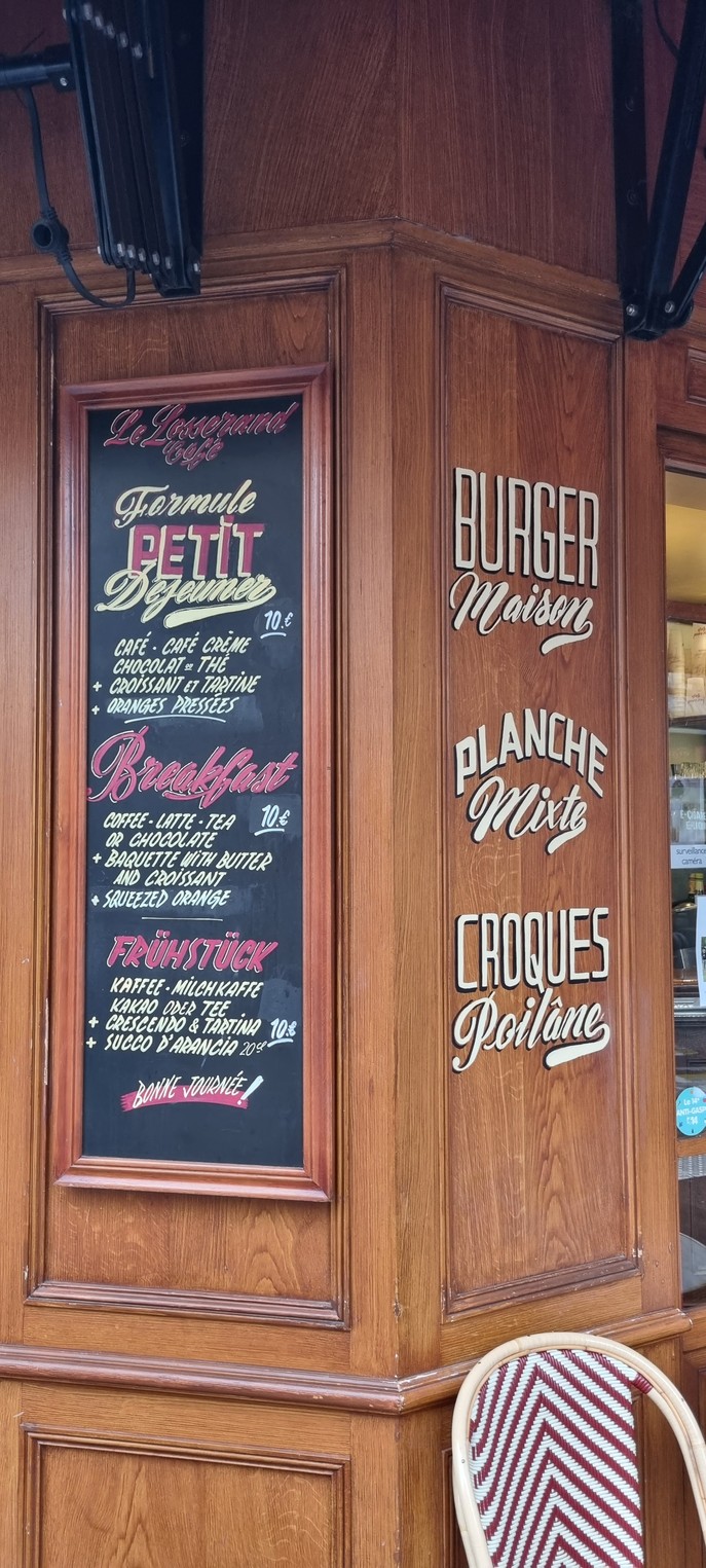 Losserand café menu 1