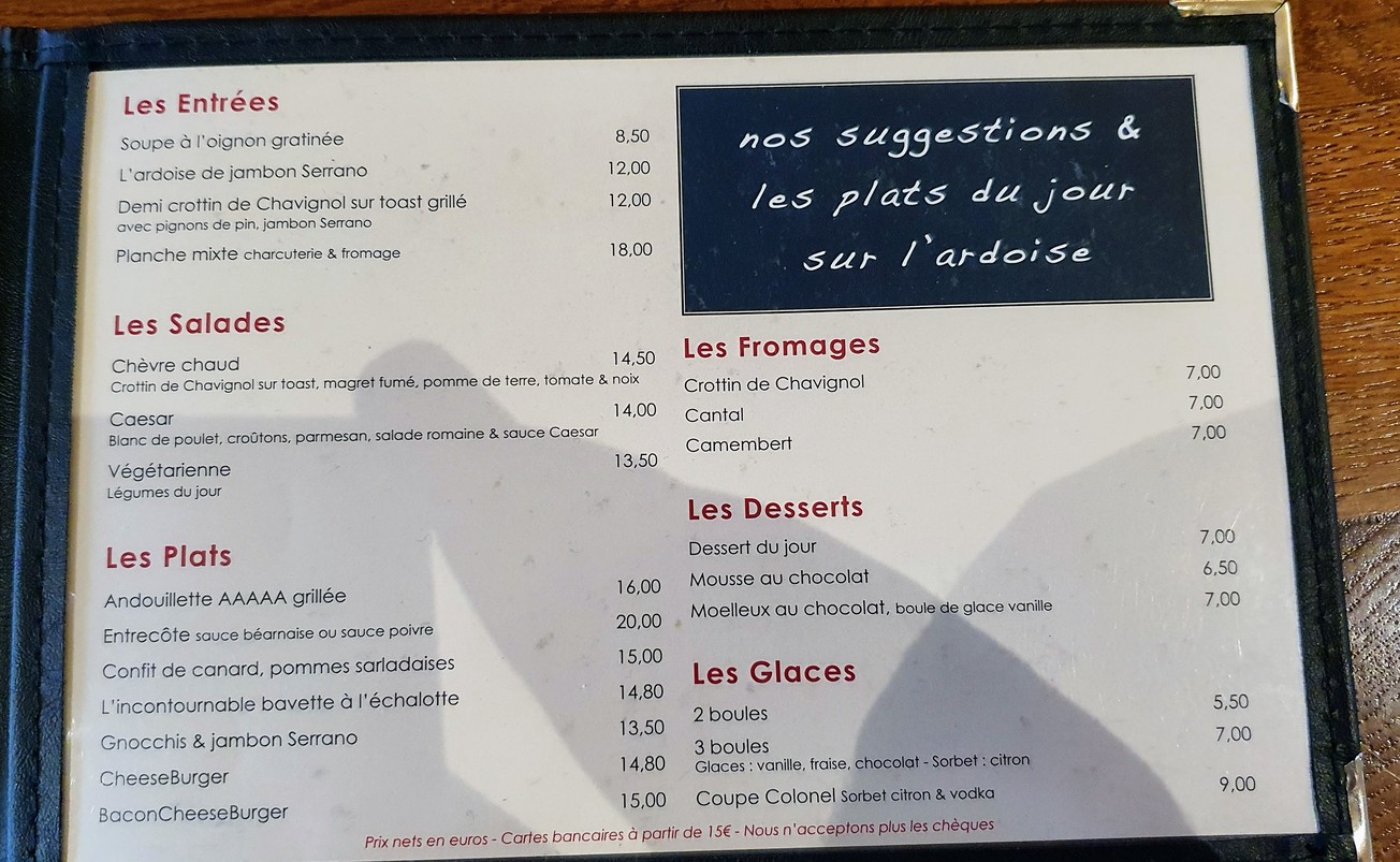 Losserand café menu 2
