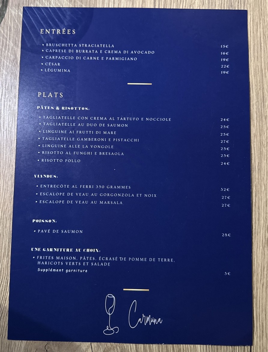 CARMINA menu 1
