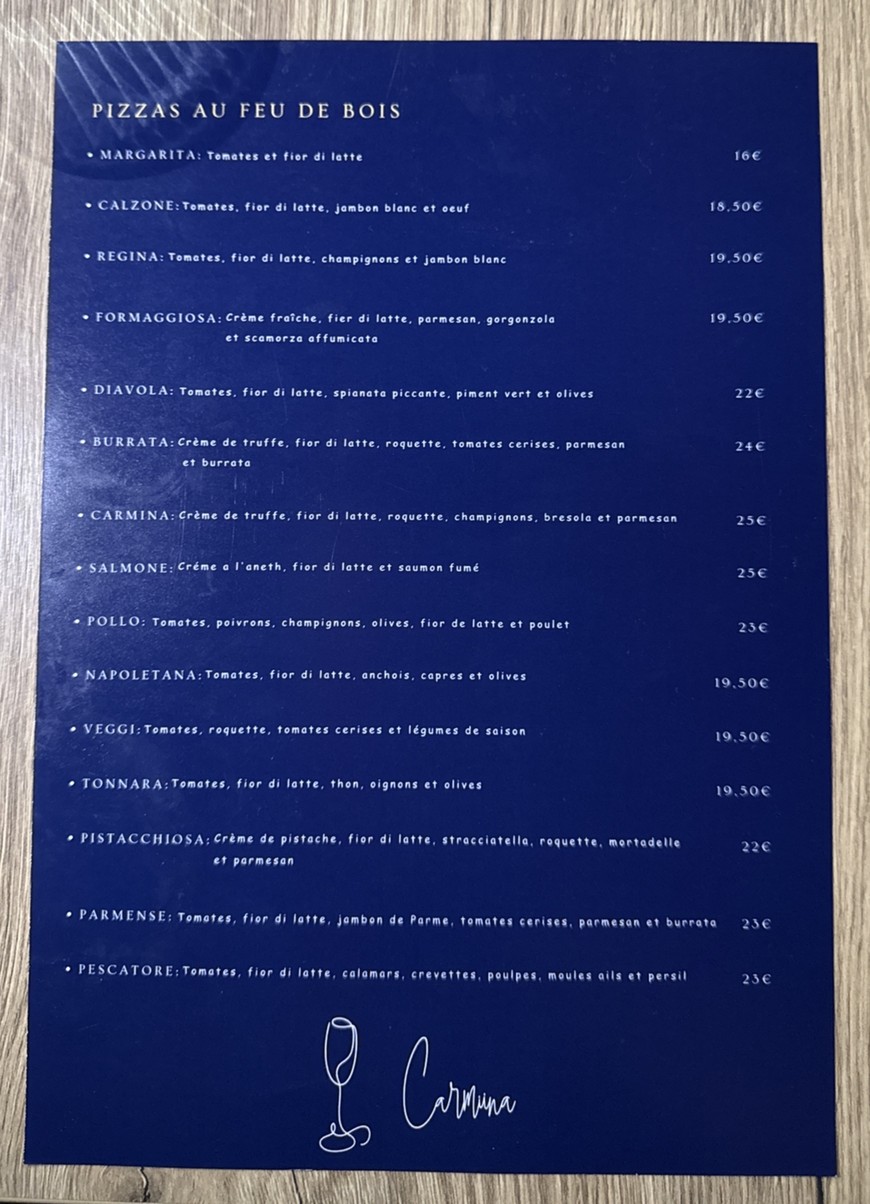 CARMINA menu 2