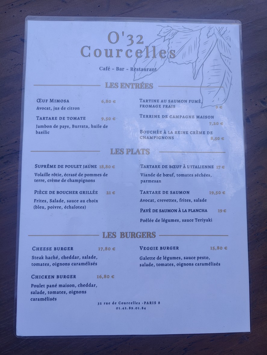 O'32 Courcelles menu 2