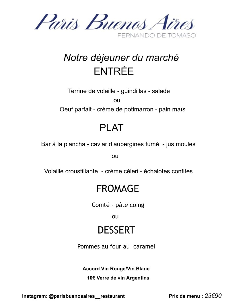 Restaurant Paris - Buenos Aires menu 2