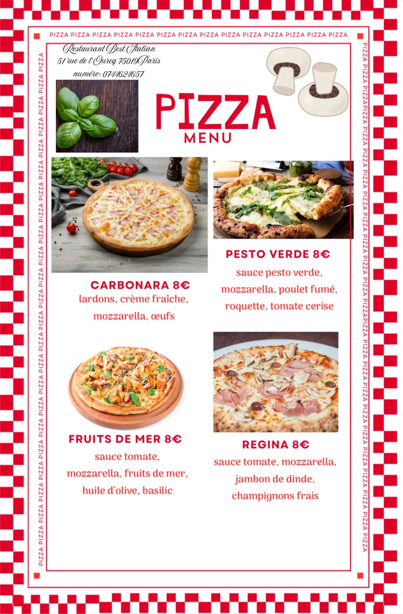 Best Italian menu 1
