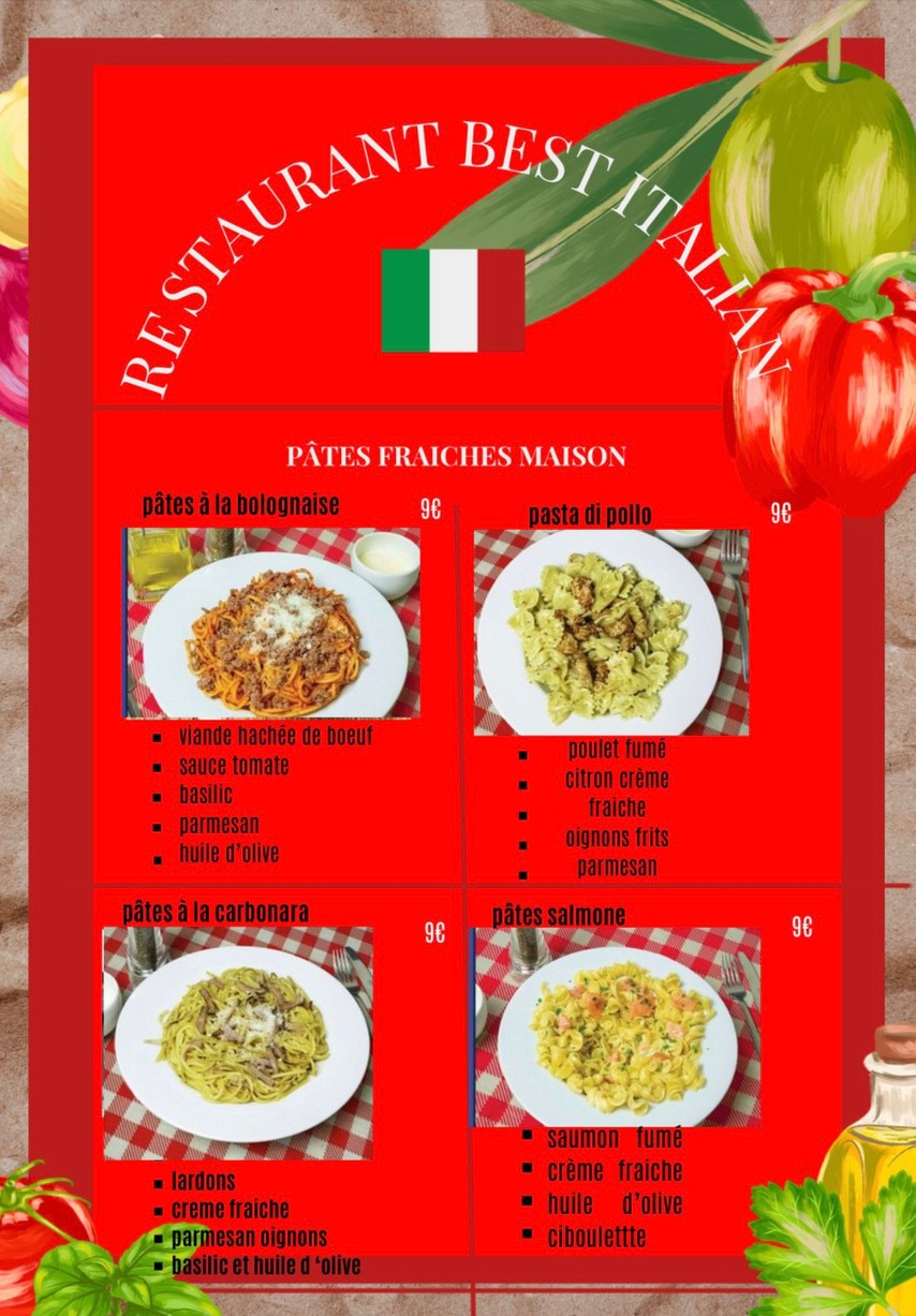 Best Italian menu 4