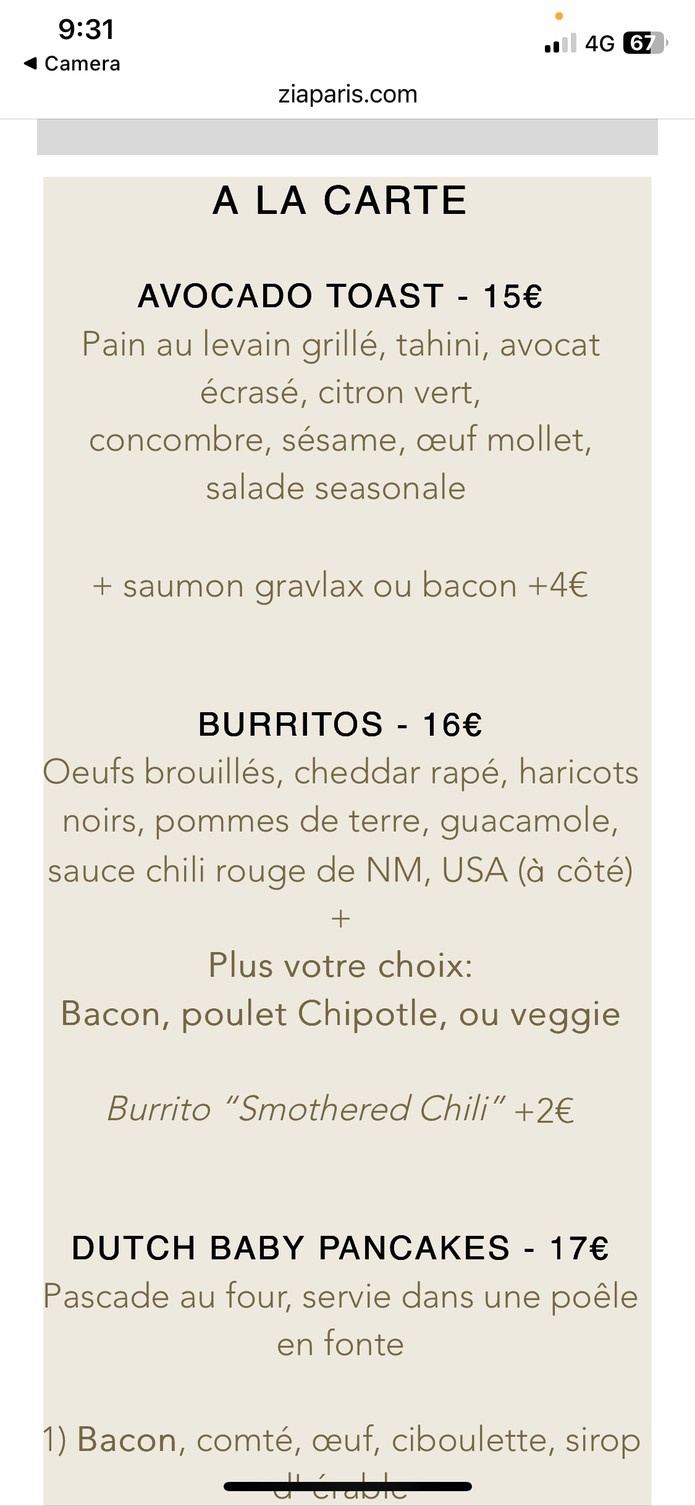 Zia menu 1