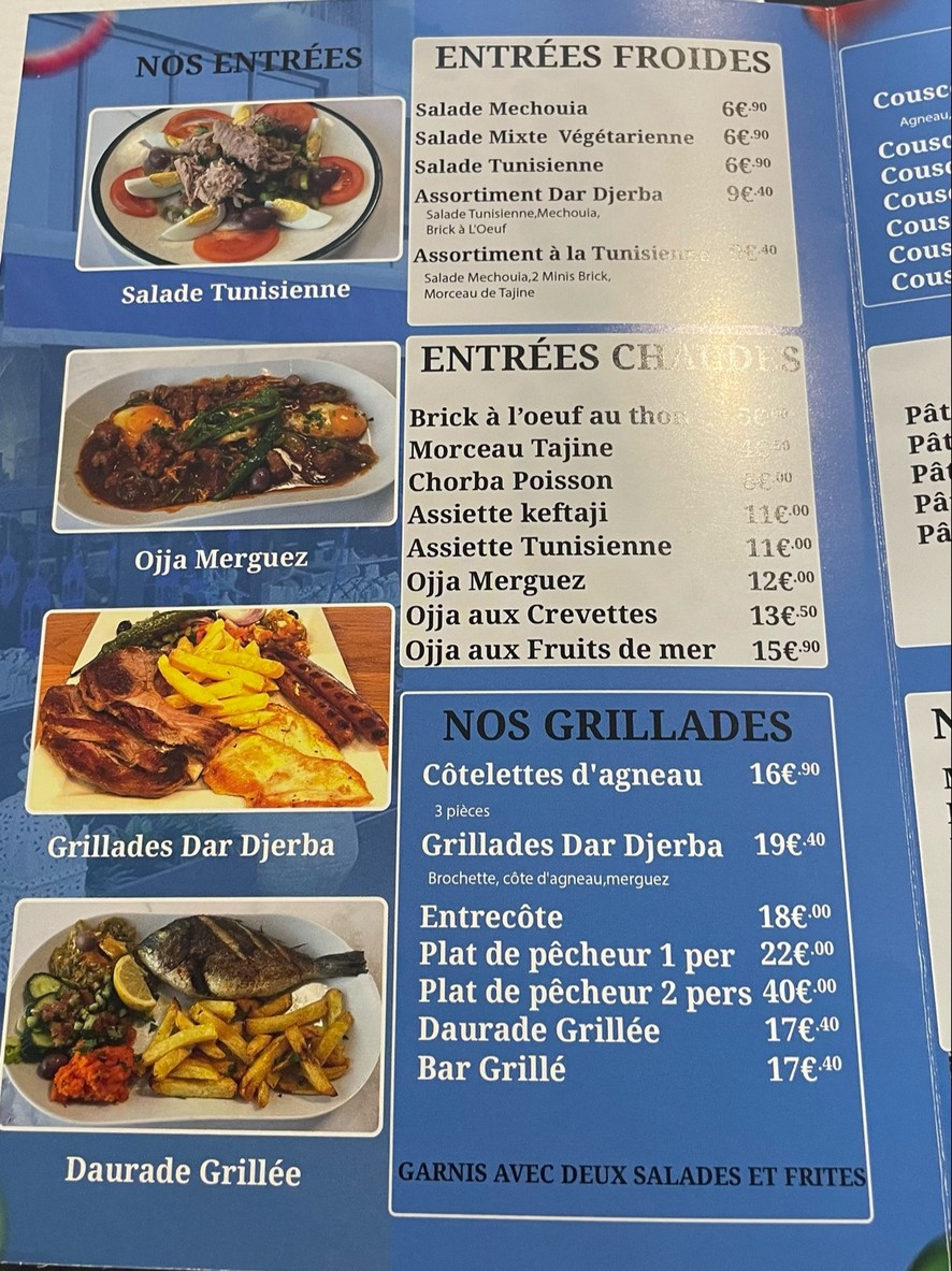 Dar Djerba menu 1
