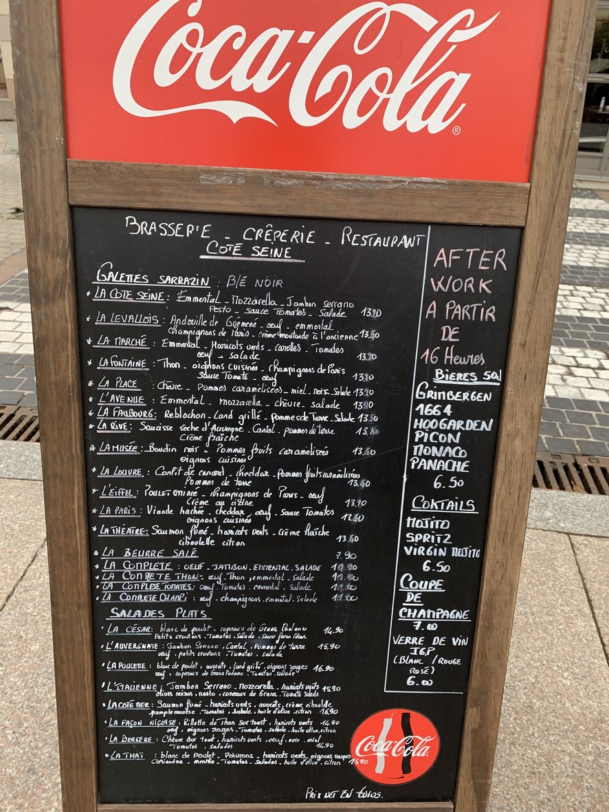 Coté Seine menu 2