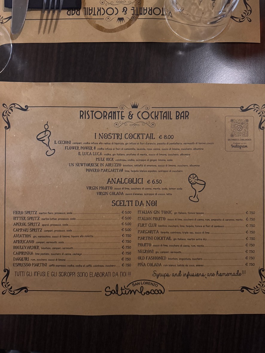 Saltimbocca San Lorenzo menu 1