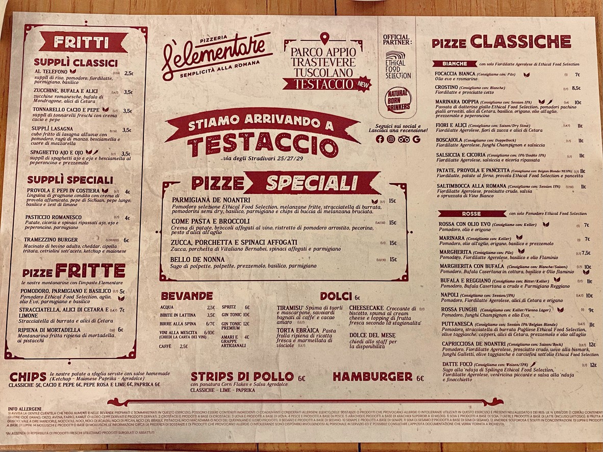 L'Elementare - Tuscolano menu 1