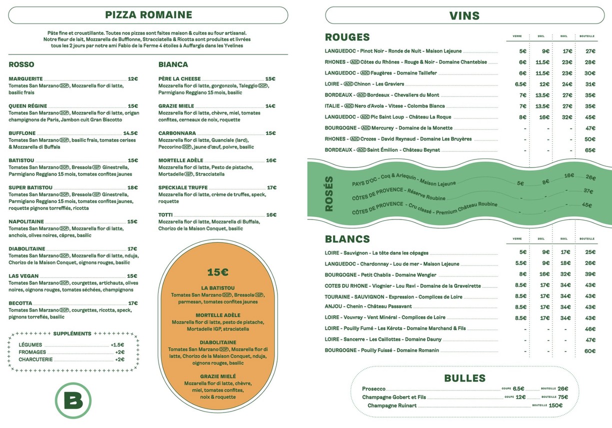 Batistou - Restaurant Père-Lachaise menu 2