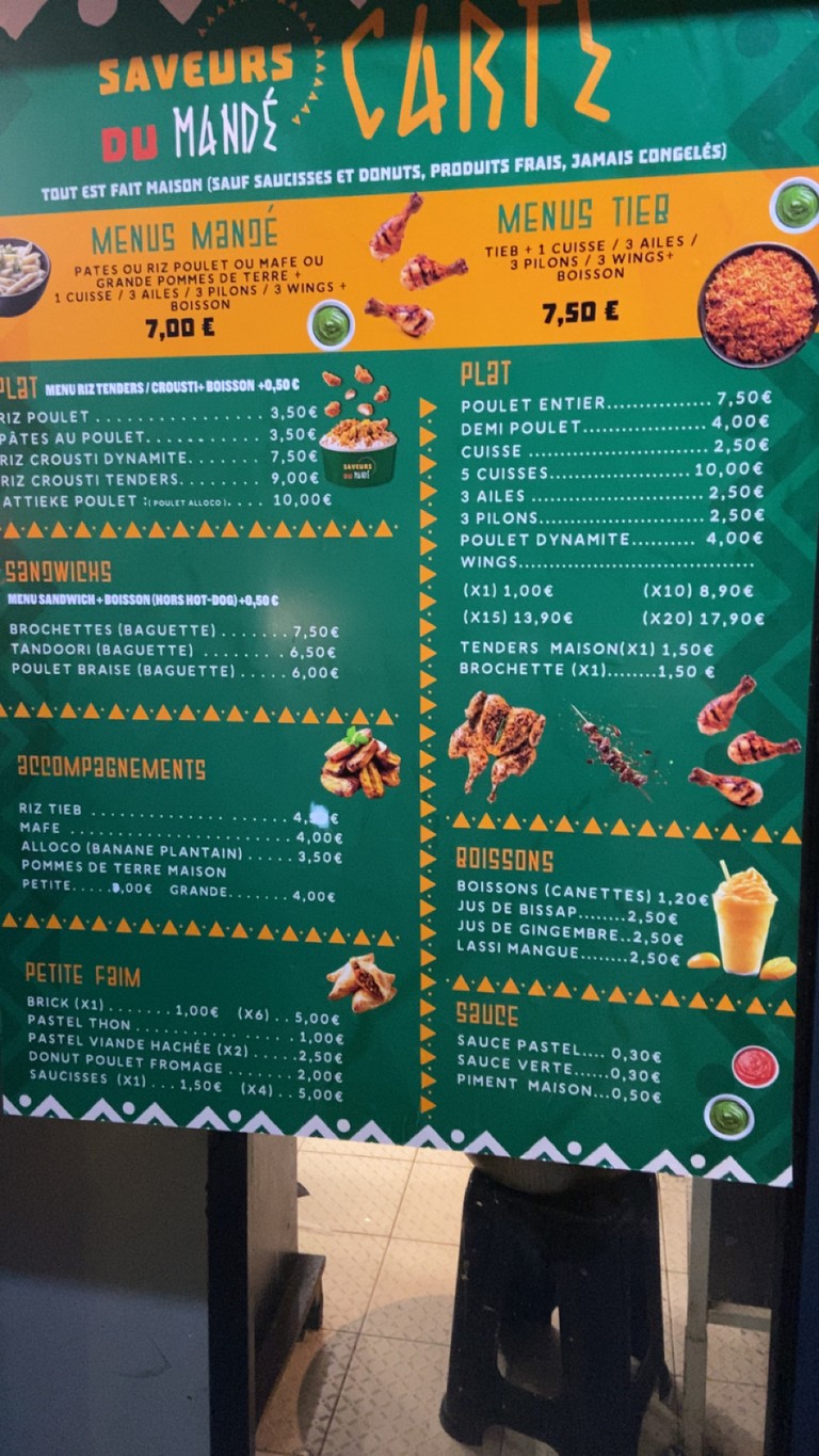 Saveurs du mandé menu 1