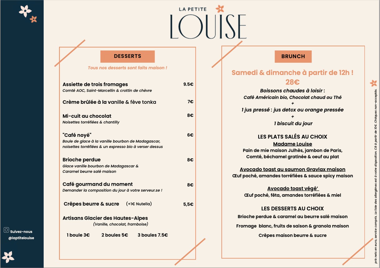 La Petite Louise menu 2