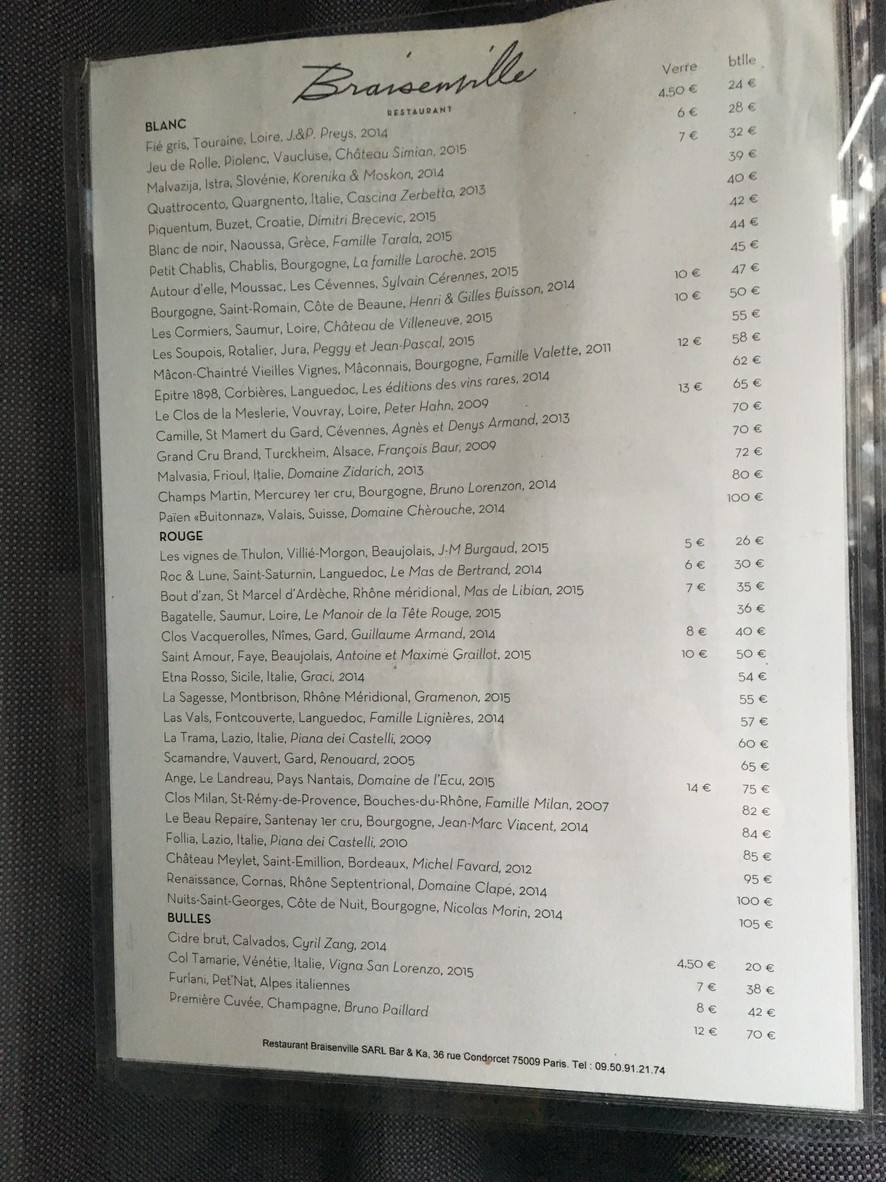 Braisenville menu 2