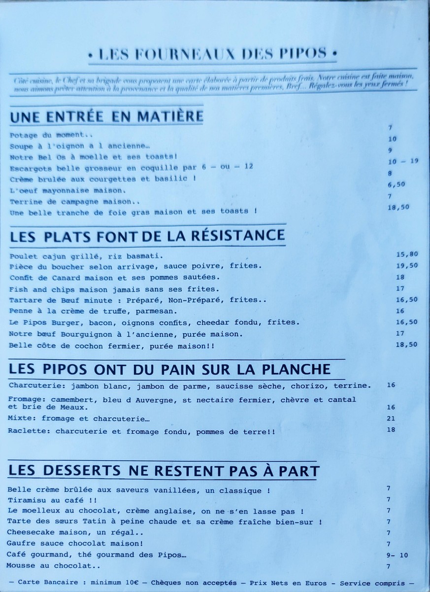 Les Pipos menu 1