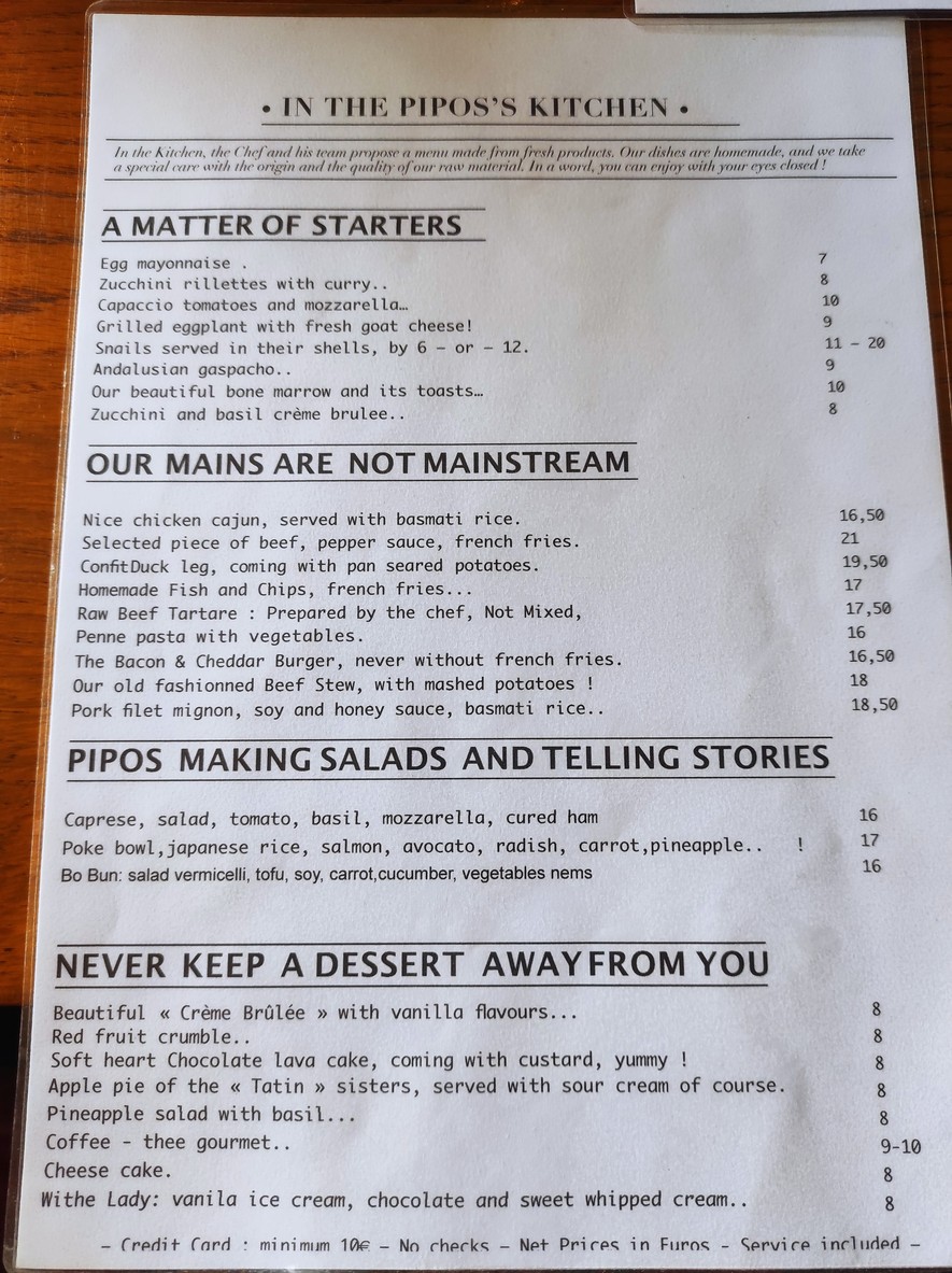 Les Pipos menu 2