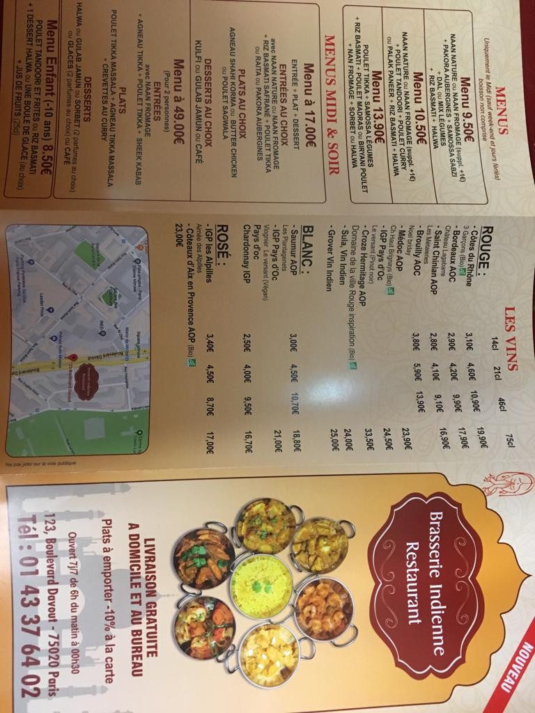 Brasserie menu 1