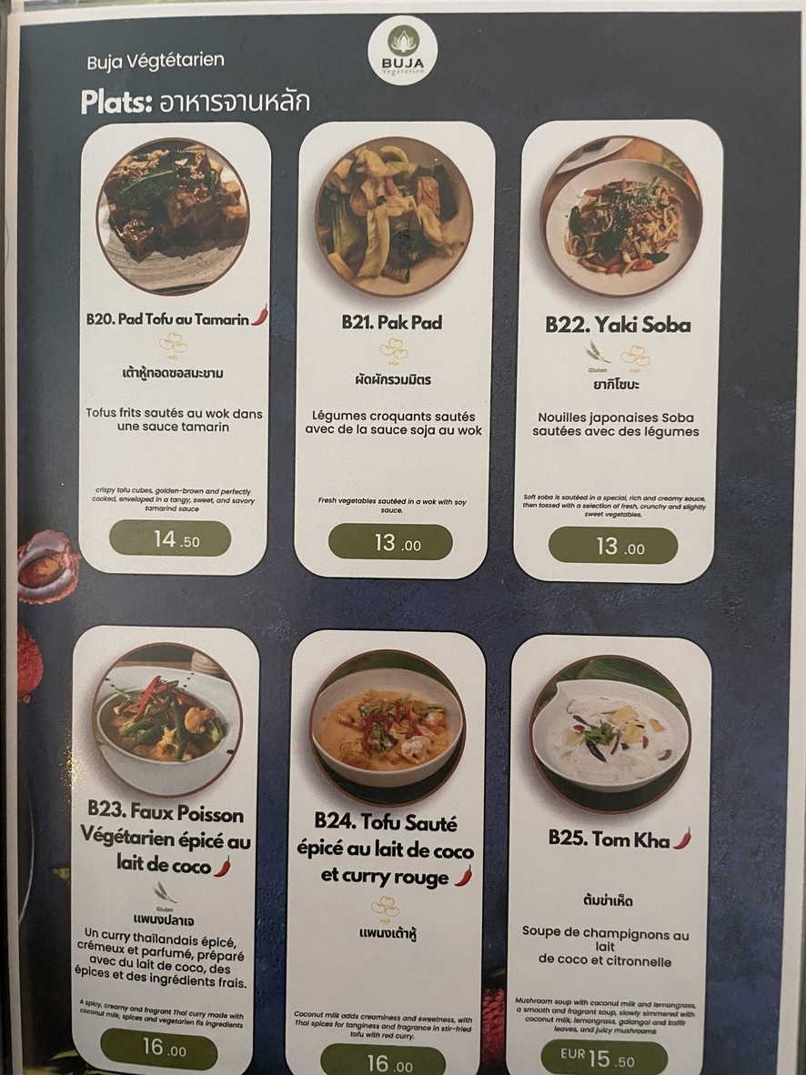 Buja Végétarien menu 3