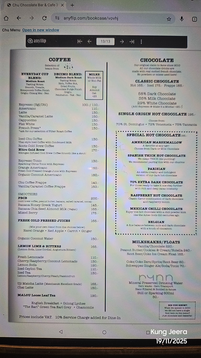 Chu Chocolate Bar & Cafe menu 4