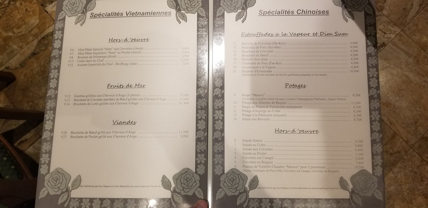 Ambassade de Pékin menu 2