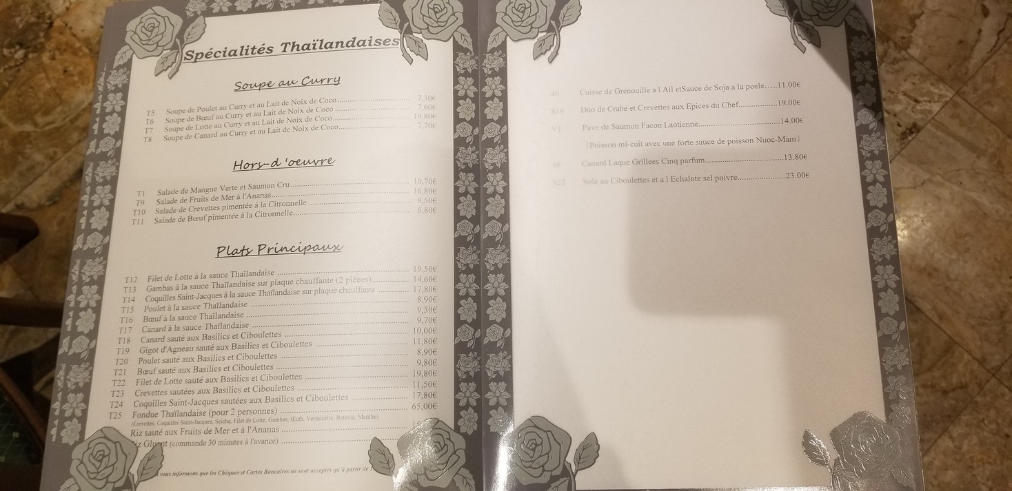 Ambassade de Pékin menu 3