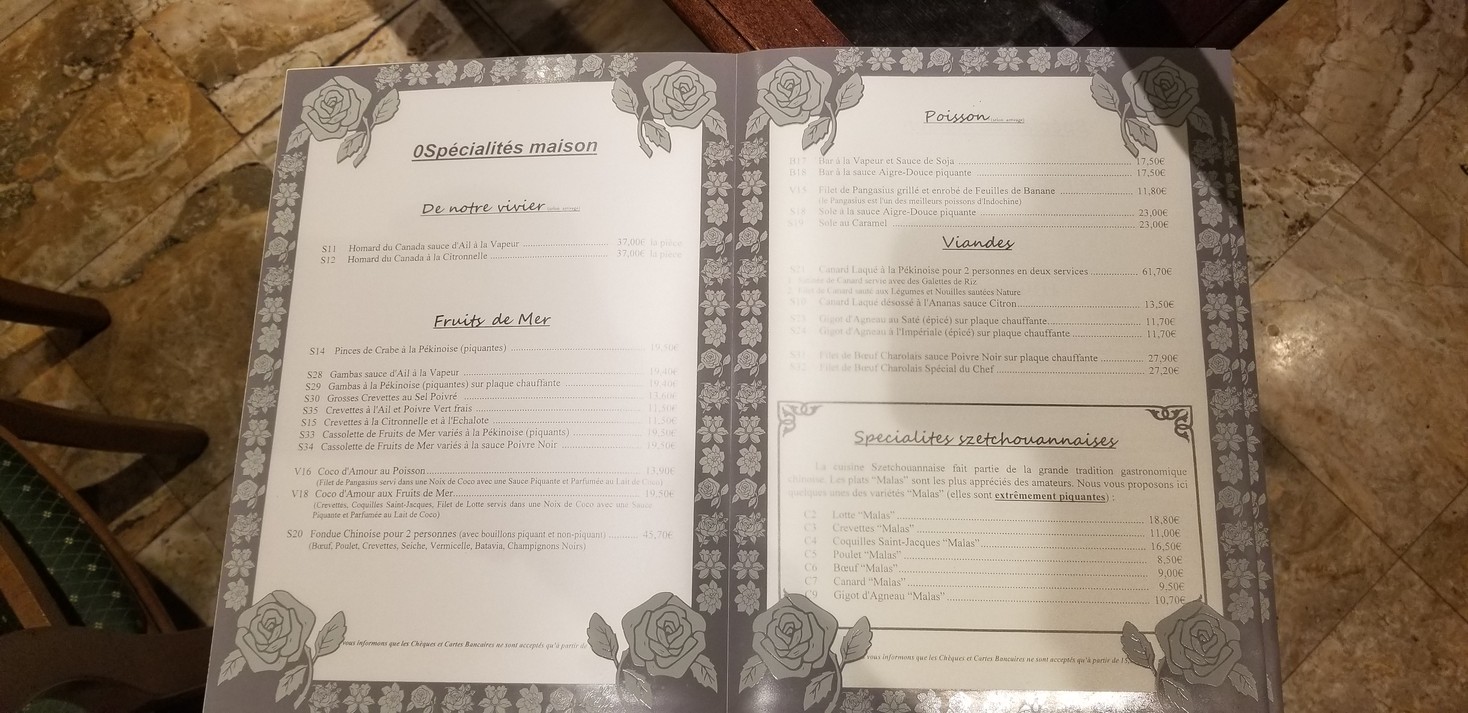 Ambassade de Pékin menu 4